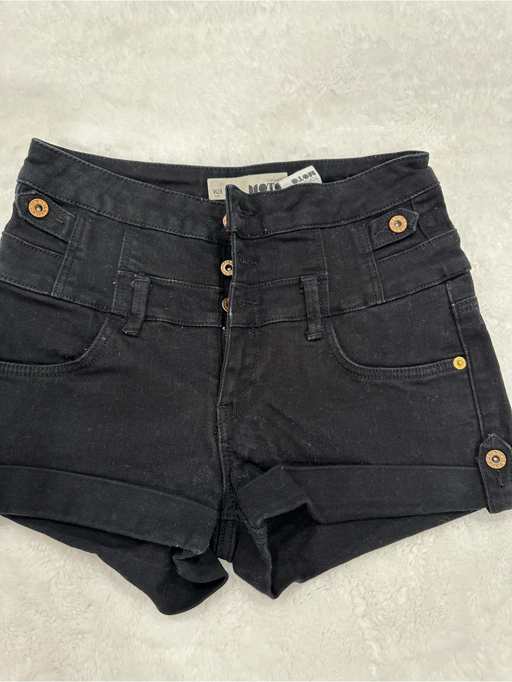 Topshop High-Waist Black Women's Denim Shorts size 28